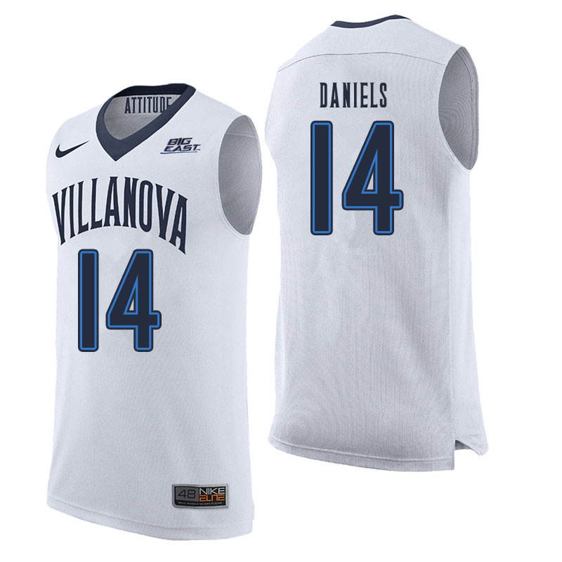 Men #14 Caleb Daniels Villanova Wildcats College Basketball Jerseys Sale-White - Click Image to Close